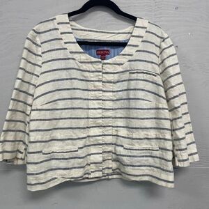 Merona, Linen Cream and Blue striped jacket, Size XXL